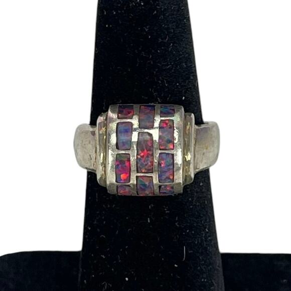 Beautiful 925 SILVER RING Pink Purple Stones Size 5 - Picture 1 of 4